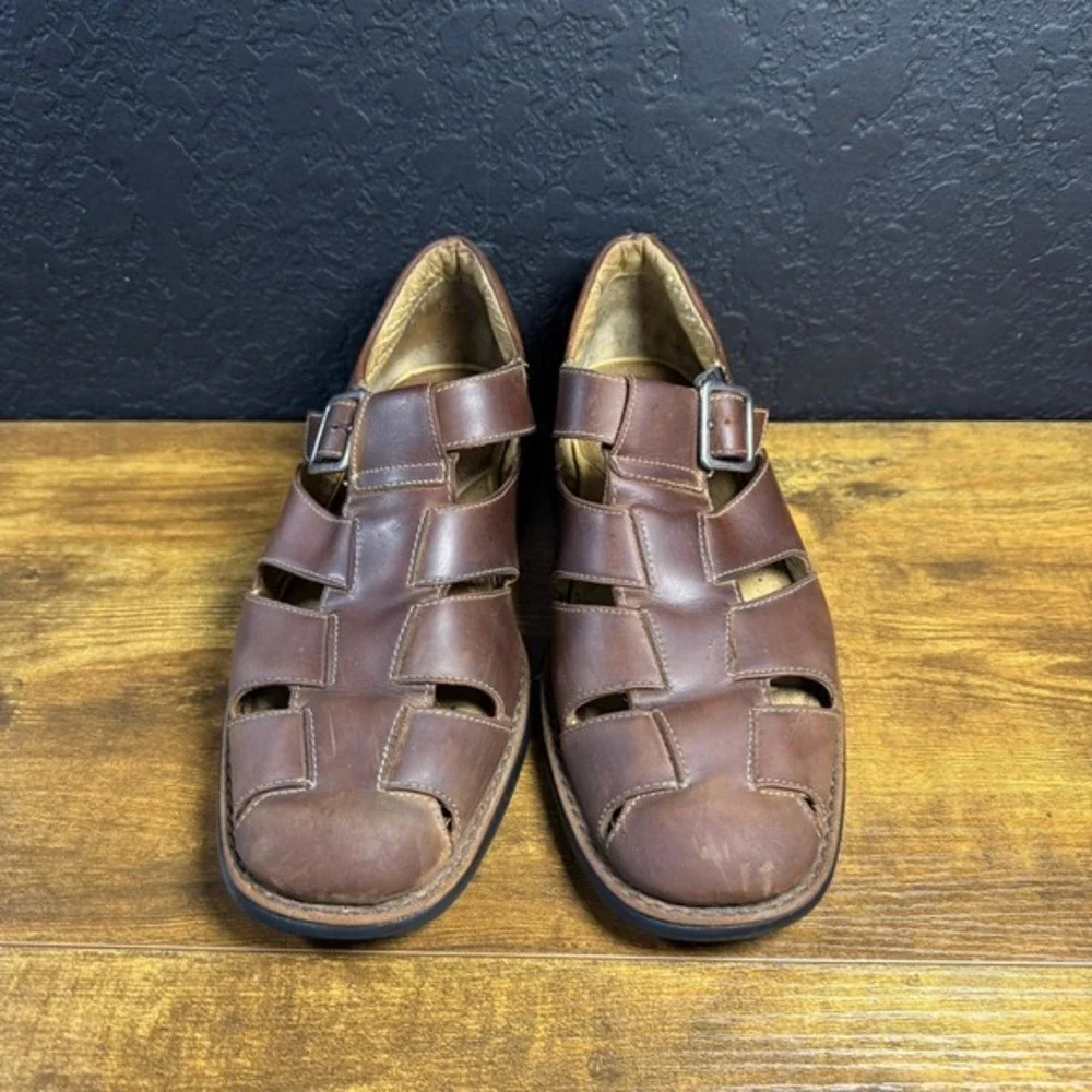 Johnston & Murphy Brown Leather‎ Fisherman Sandals Mens 10.5